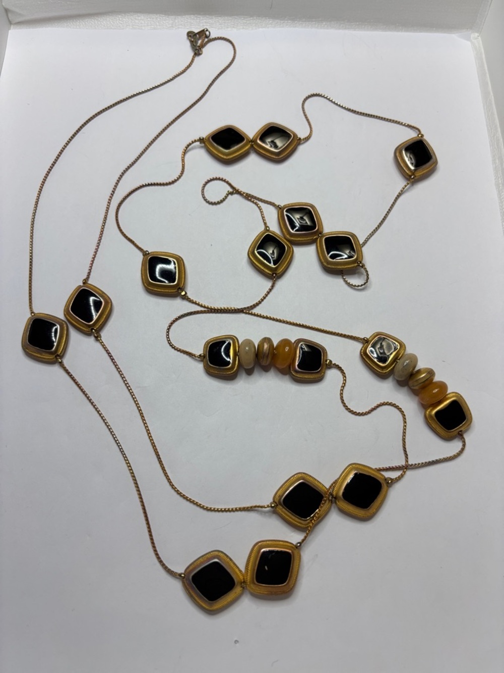 1980s Anne Klein Modernist Style Necklace- @ 30”